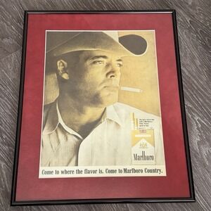 Marlboro Man Autograph Print Ad Vintage Ephemera Wall Art Framed Pub Cowboy